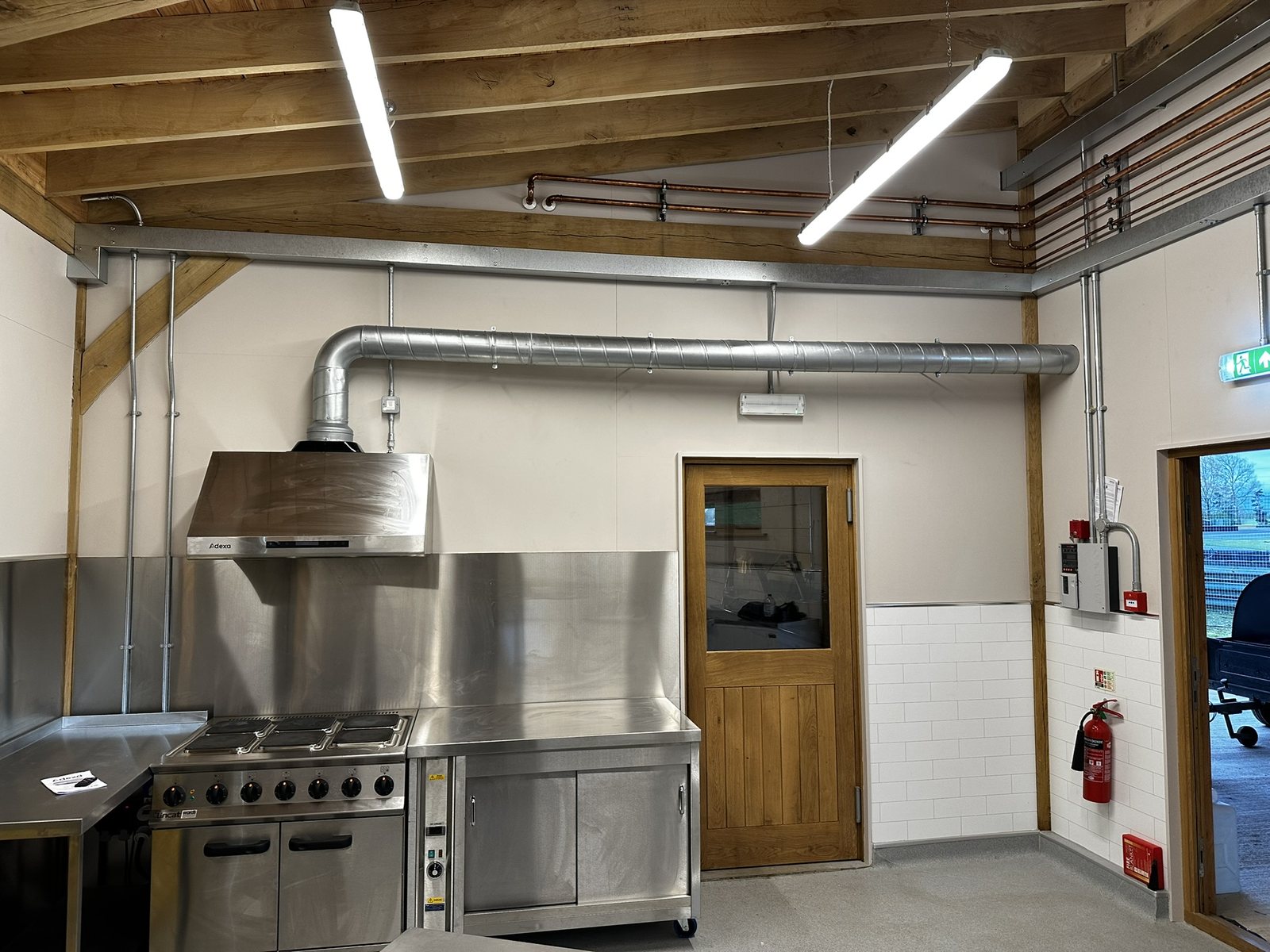 Kitchen and service area electrical installation at Hangar 50